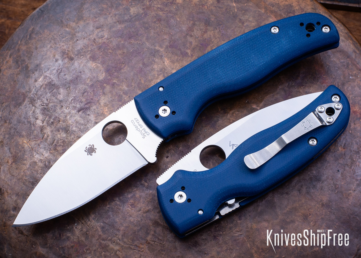 Spyderco Shaman gerçek ürün fotoğrafı; contoured G-10 kabze, Compression Lock ve geniş full-flat bıçak
